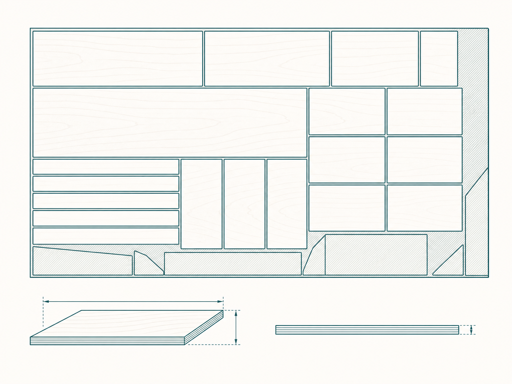 Cut-list nesting layout