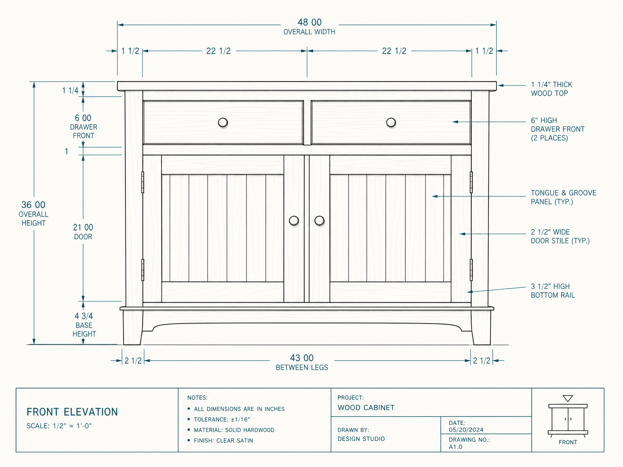Dimensioned elevation