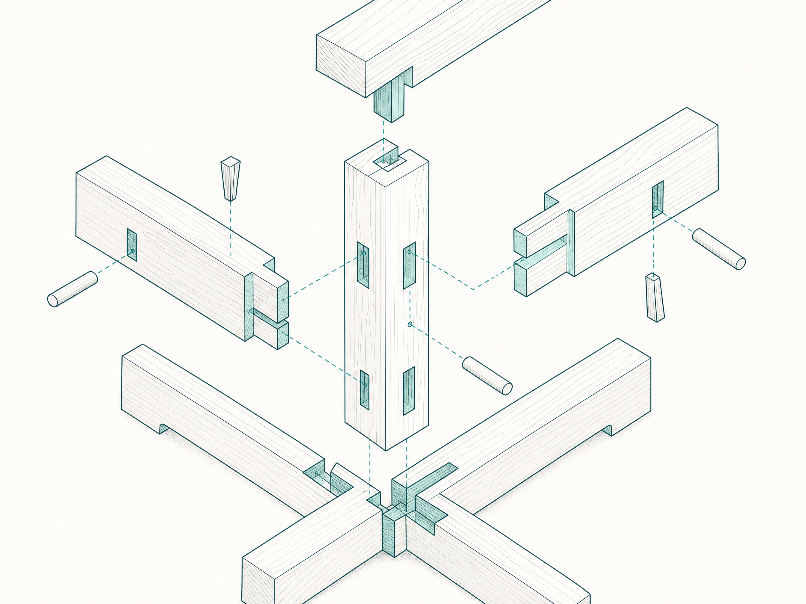 Exploded joinery diagram